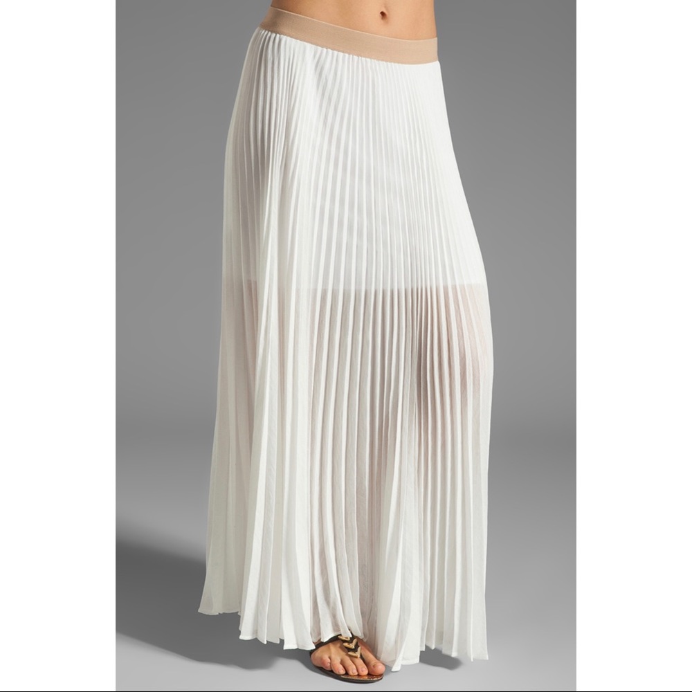 BCBGMaxAzria | Pleated White Maxi Skirt | Size XS